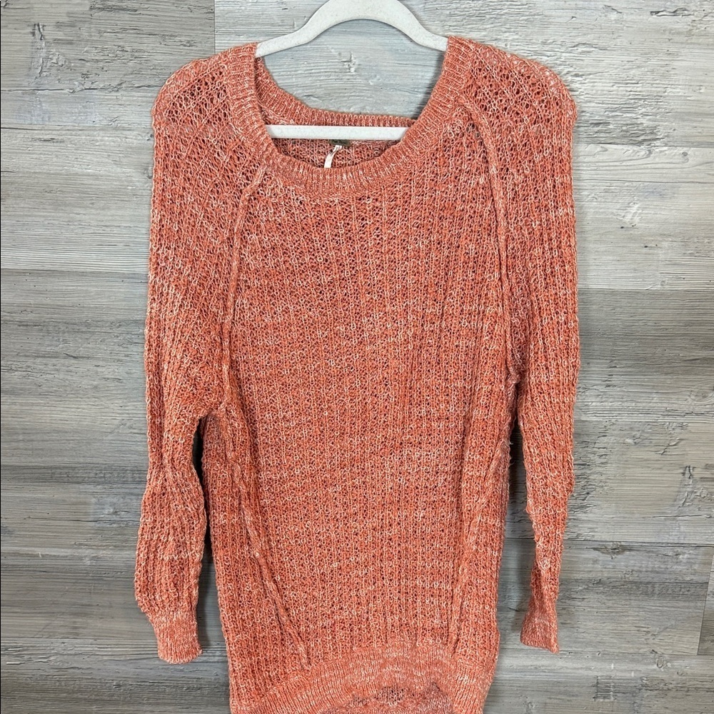 Free People Salmon Knit Long Sleeve Tunic Sweater